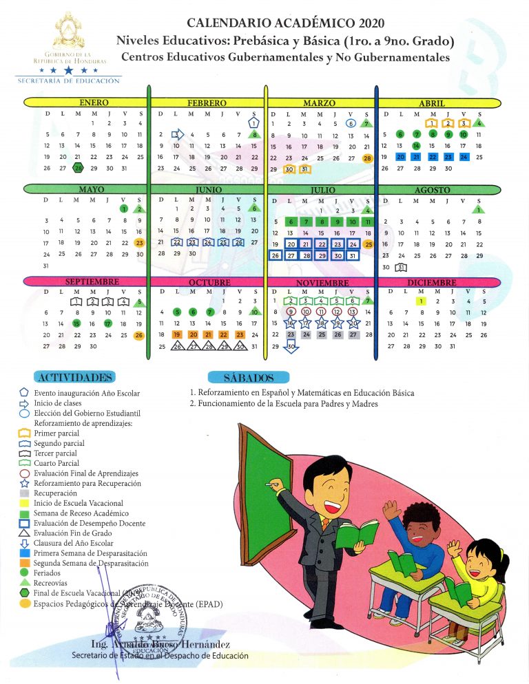 Calendario Escolar 2020 SE Instituto Gubernamental Eduardo Hernández